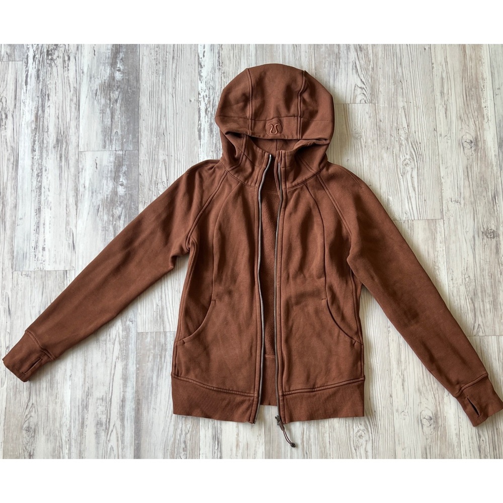 Lululemon Scuba Full Zip Hoodie Roasted Brown Fleece Sweatshirt Thumbholes‎